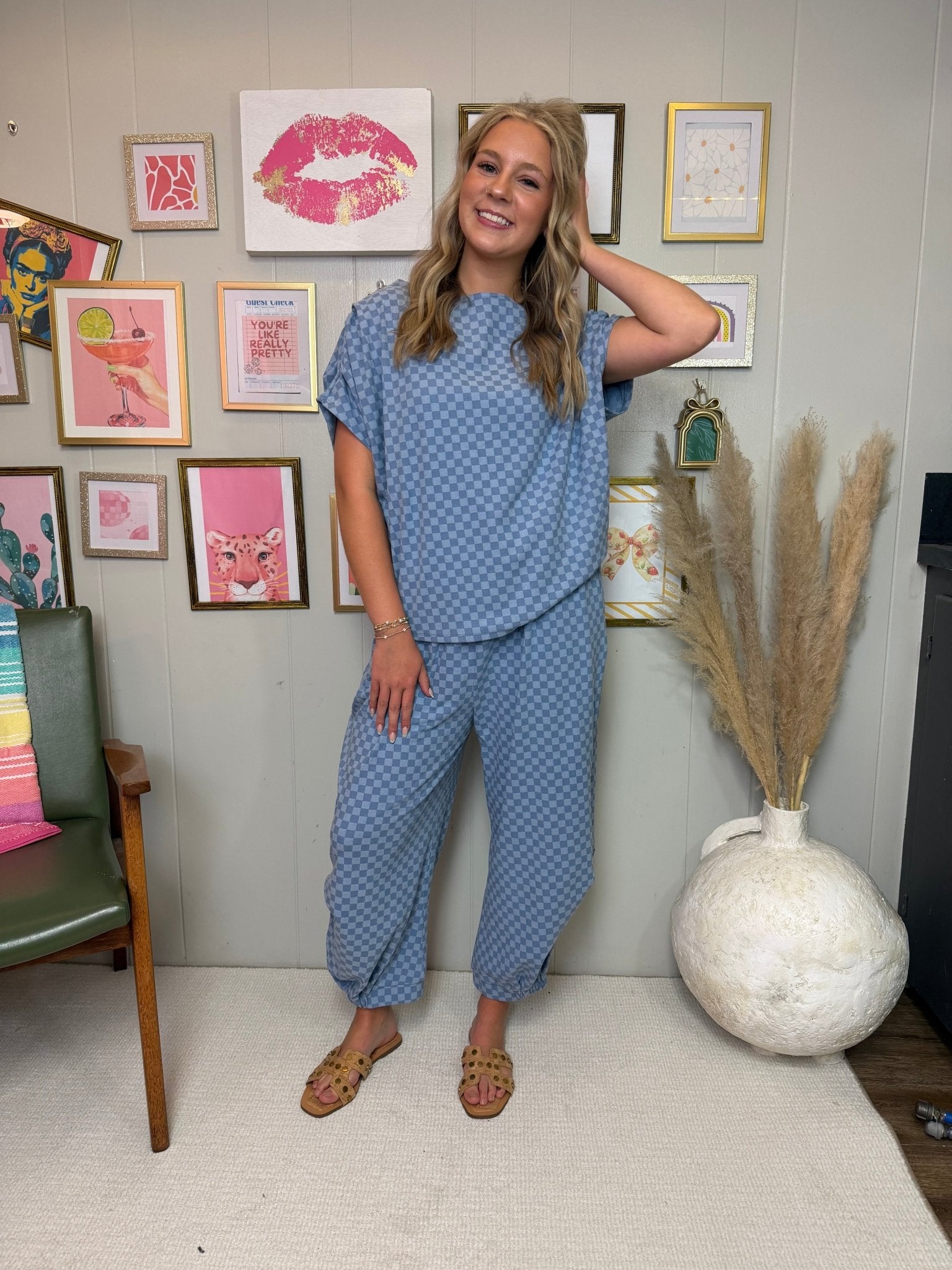 The Modern Checkered French Terry Set - Deadwood South Boutique & Company LLC