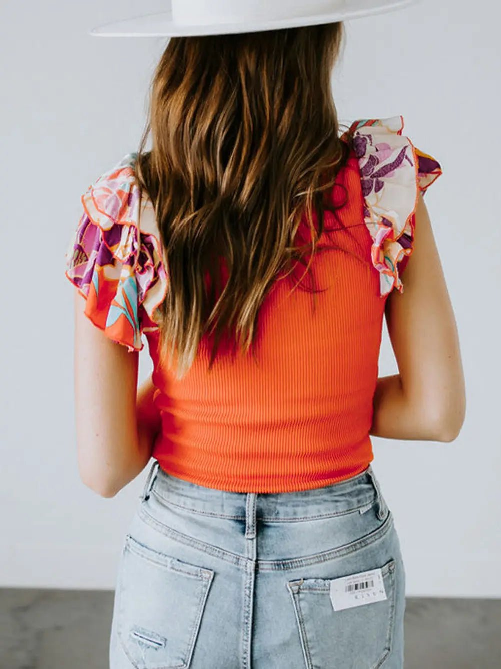 The Orange Ruffle Sleeve Bodysuit - Deadwood South Boutique & Company LLC