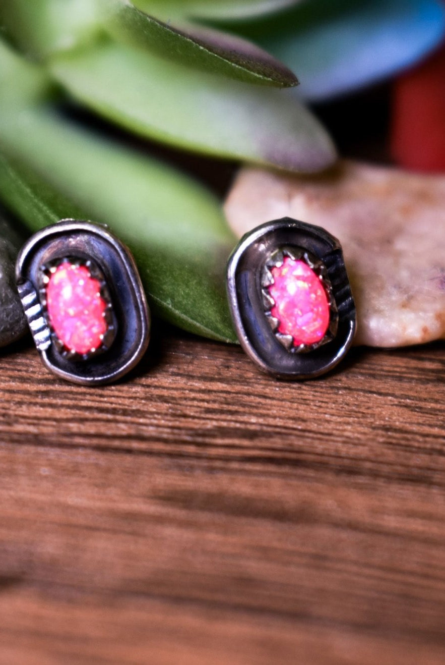 The Pamela Authentic Sterling & Pink Fire Opal Studs - Deadwood South Boutique & Company LLC