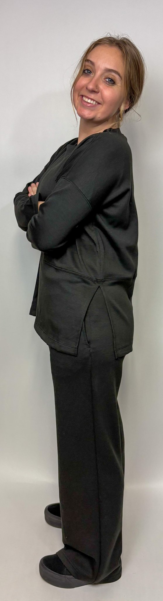 The Scuba Side Slit Top & Pant Set - Deadwood South Boutique & Company LLC