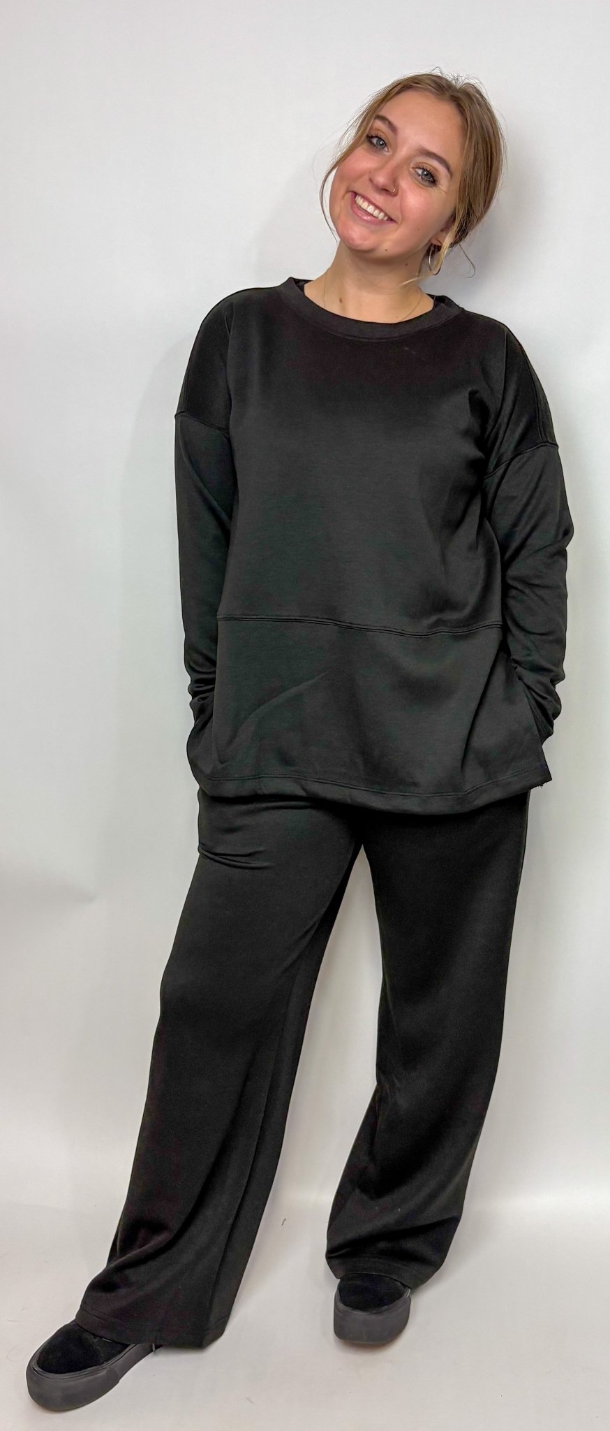 The Scuba Side Slit Top & Pant Set - Deadwood South Boutique & Company LLC