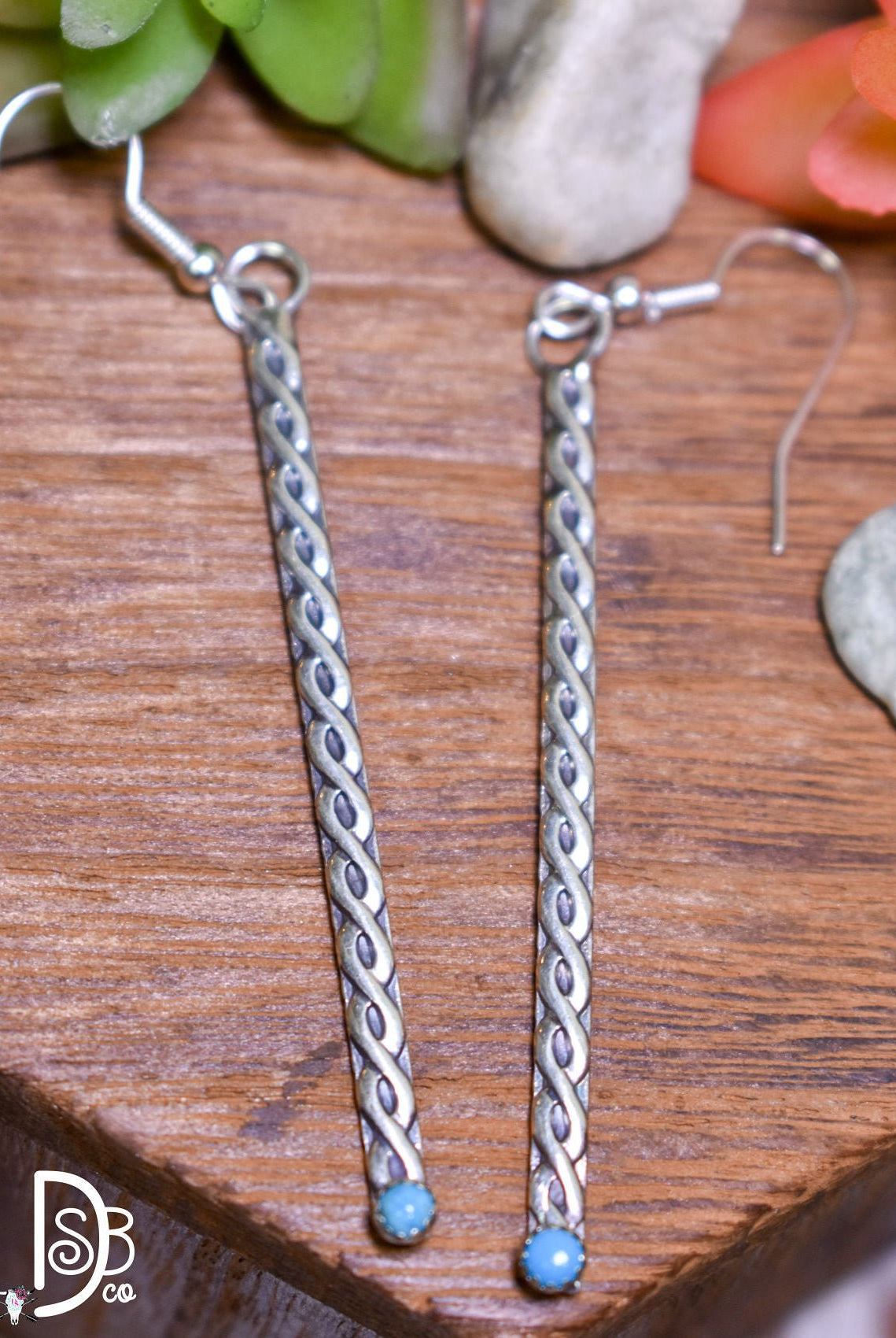 The Sterling & Turquoise Twisted Dangles - Deadwood South Boutique & Company LLC