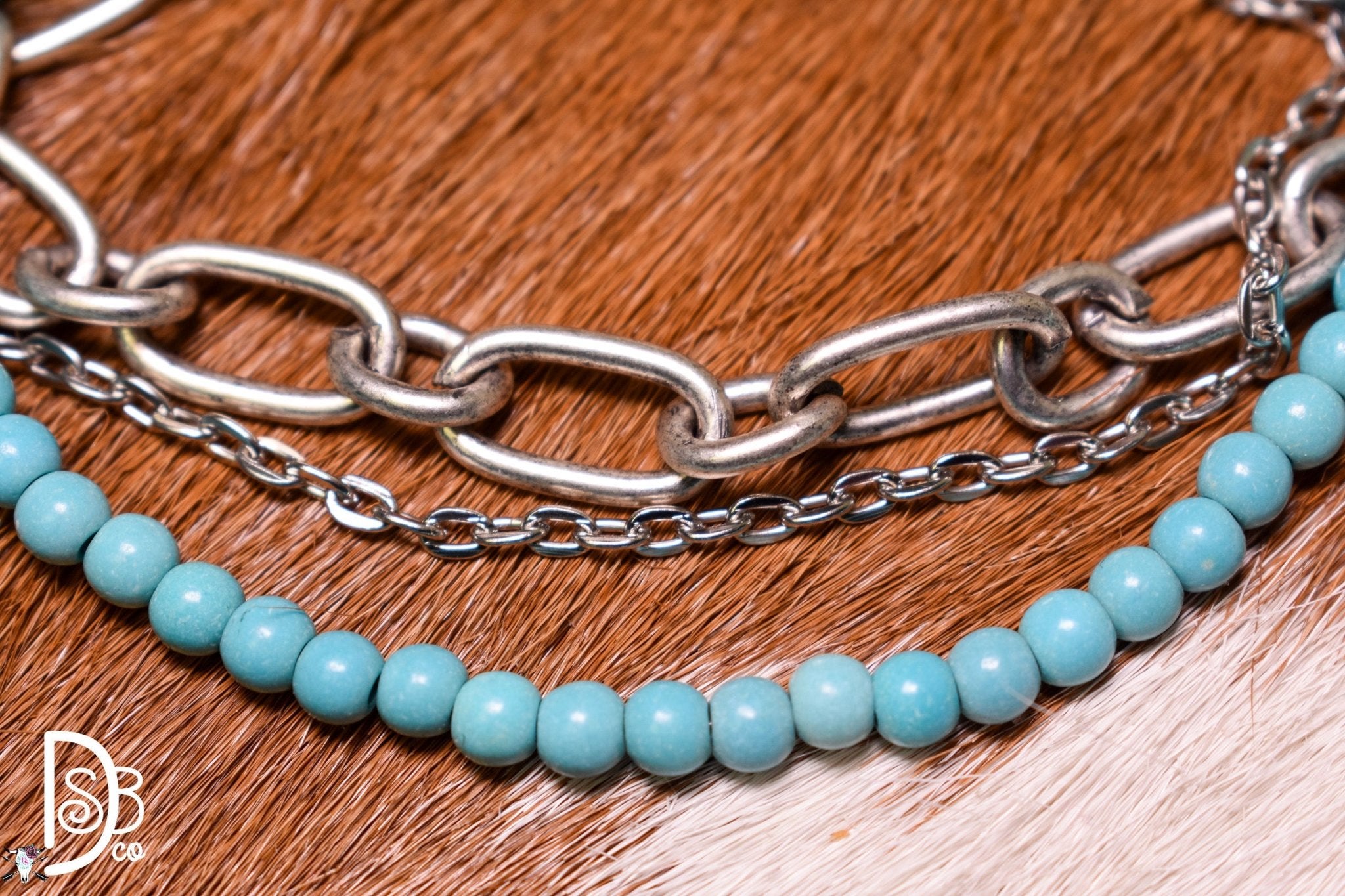 The Turquoise & Chain Adjustable Fashion Bracelet - Deadwood South Boutique & Company LLC