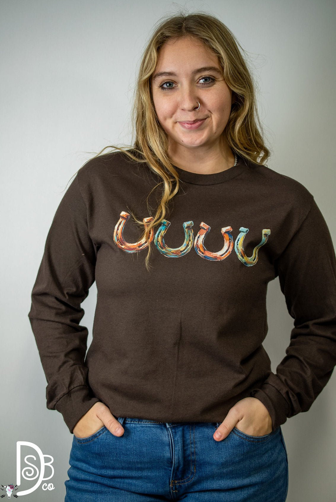 The Watercolor Horseshoe Long Sleeve - Deadwood South Boutique & Company LLC