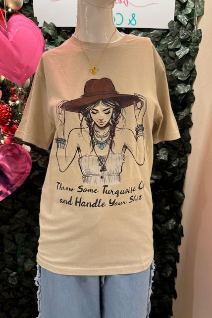 Throw On Some Turquoise Graphic Tee - Deadwood South Boutique & Company LLC