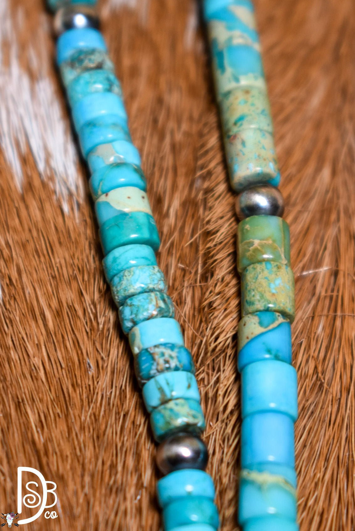 Turquoise Chip Necklace with Sterling Cylinder Pendant - Deadwood South Boutique & Company LLC