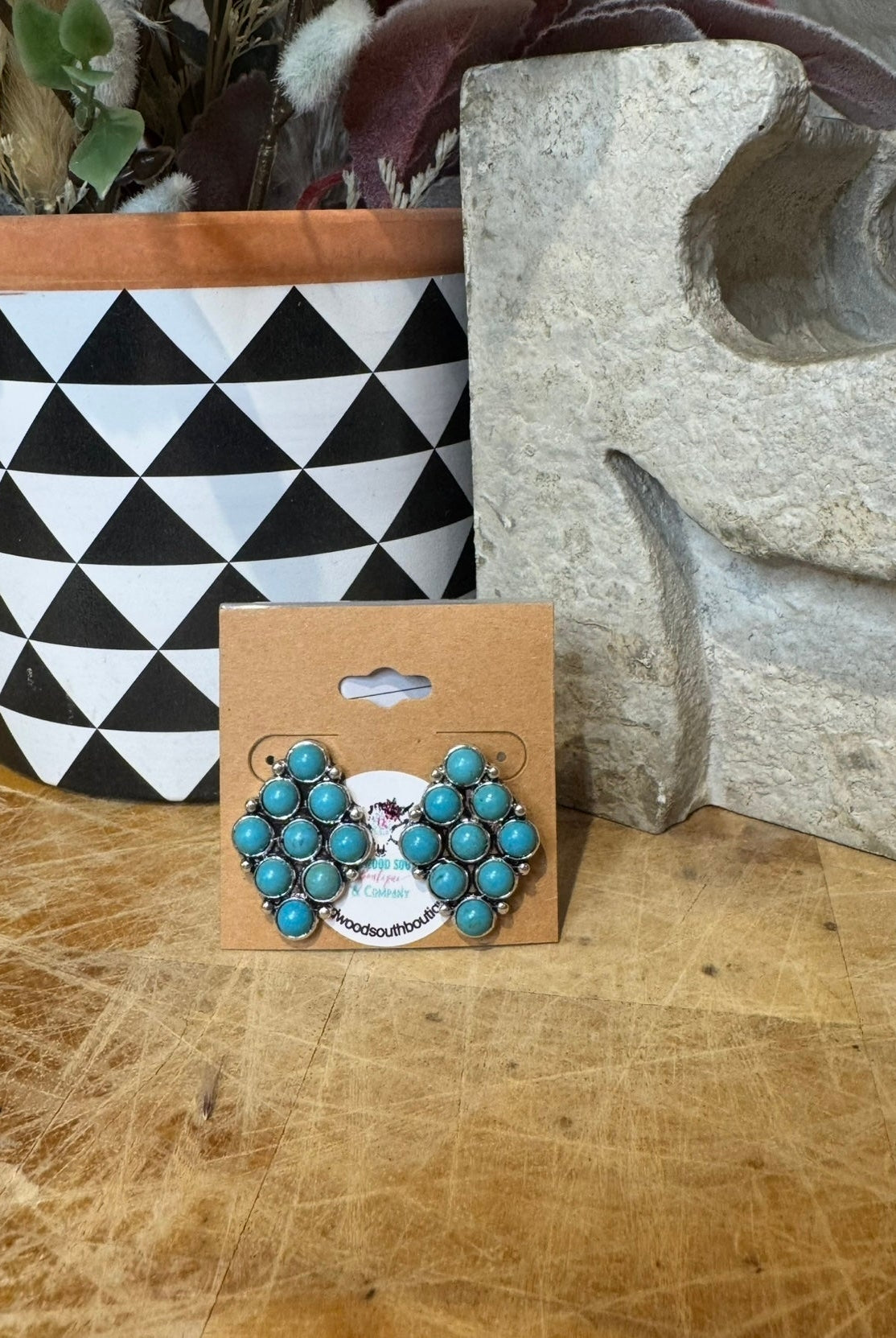 Turquoise Diamond Fashion Earrings - Deadwood South Boutique & Company LLC