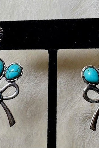 Turquoise Teardrop Fashion Bow Earrings - Deadwood South Boutique & Company LLC