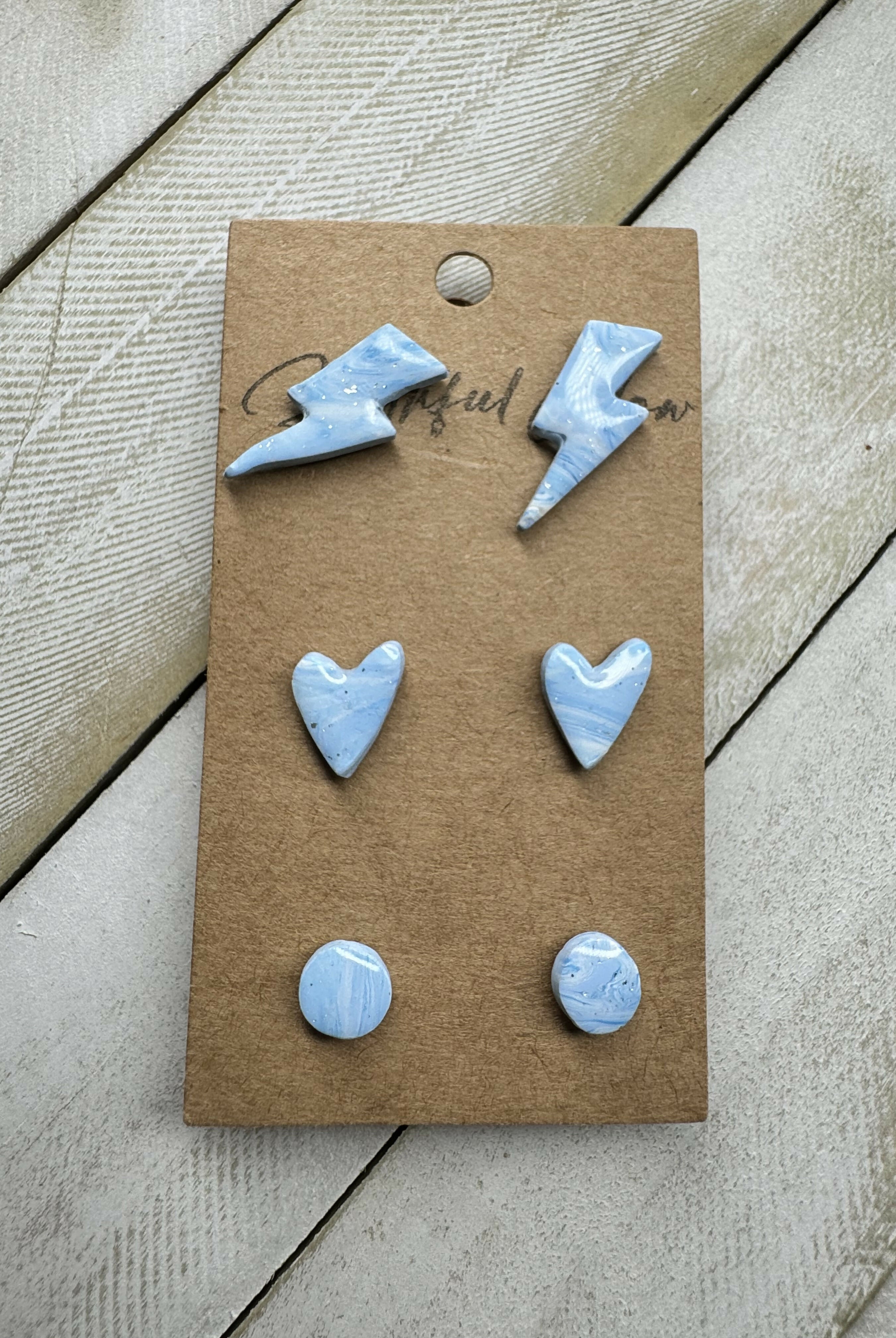 Baby Blue Stud Trio-Jewelry-Faithful Glow-Deadwood South Boutique, Women's Fashion Boutique in Henderson, TX