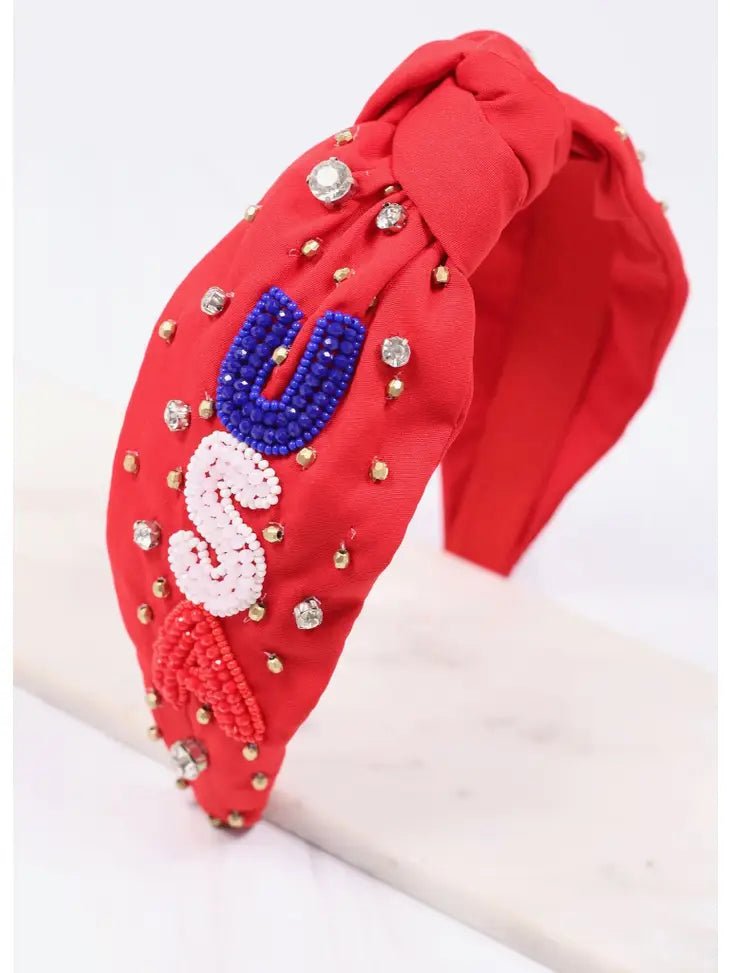 USA Embellished Headband - Deadwood South Boutique & Company LLC