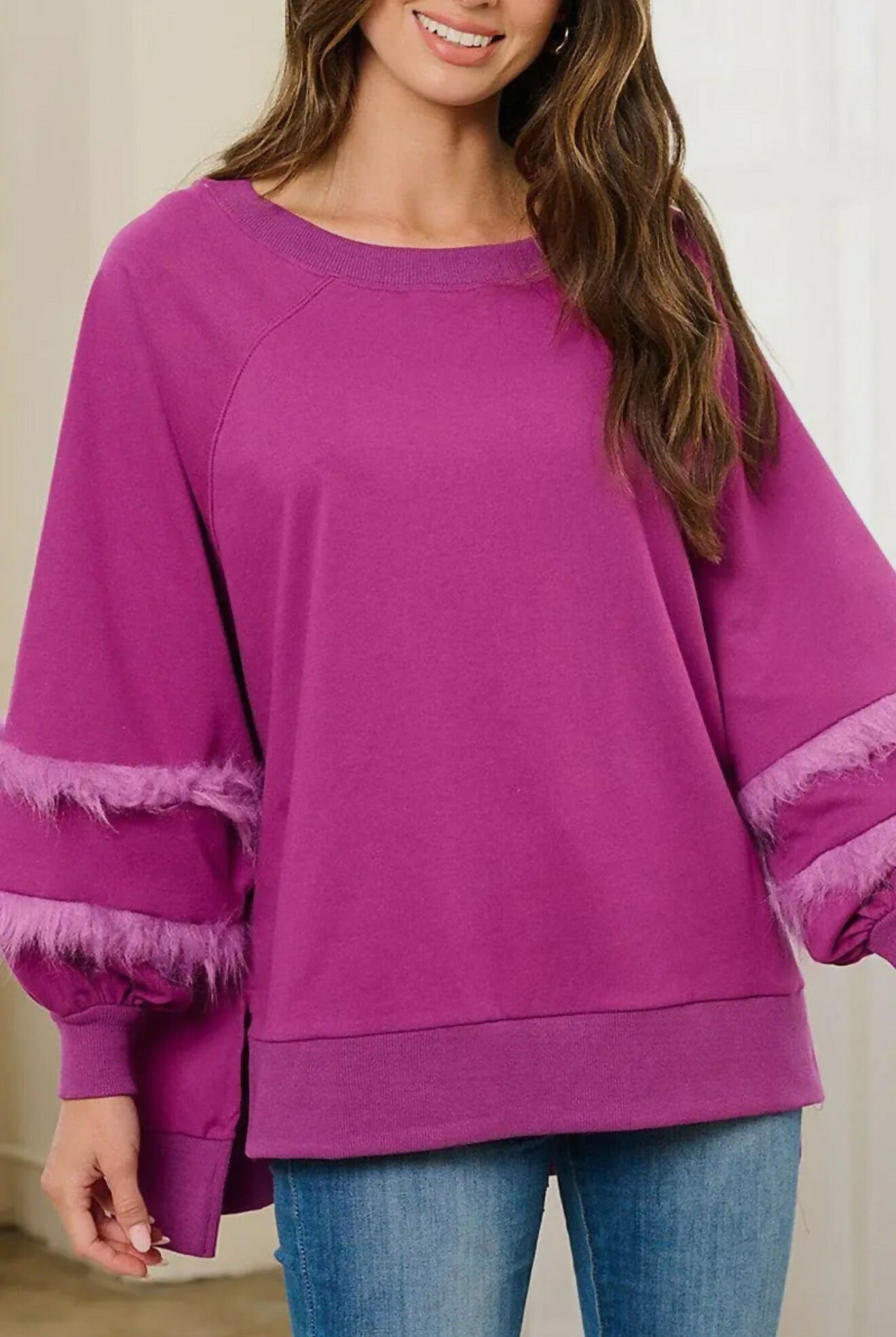 Feather Oversized Top-Tops & Tees-Vintage Cowgirl-Deadwood South Boutique, Women's Fashion Boutique in Henderson, TX