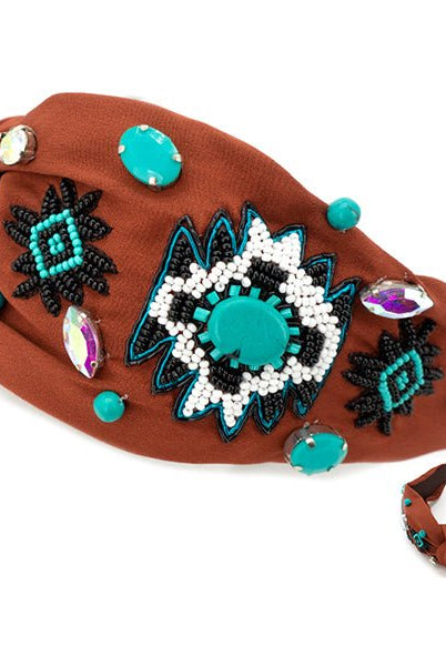 Western Aztec Beaded Headband - Deadwood South Boutique & Company LLC