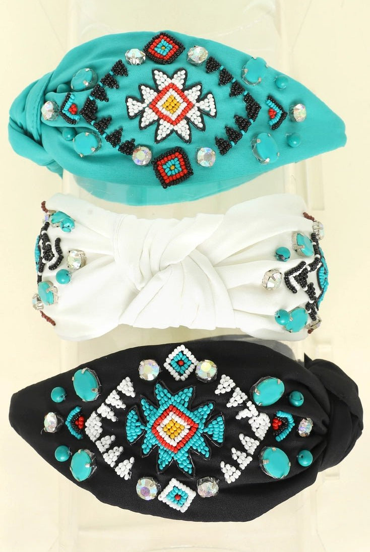 Western Aztec Beaded Headband - Deadwood South Boutique & Company LLC