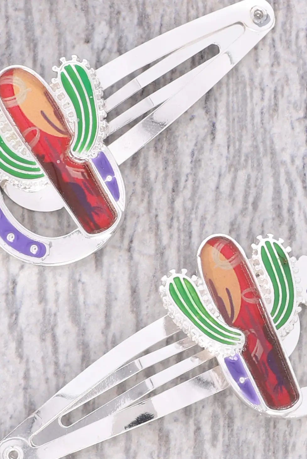 Western Cactus 2 piece Snap Hair Clips - Deadwood South Boutique & Company LLC