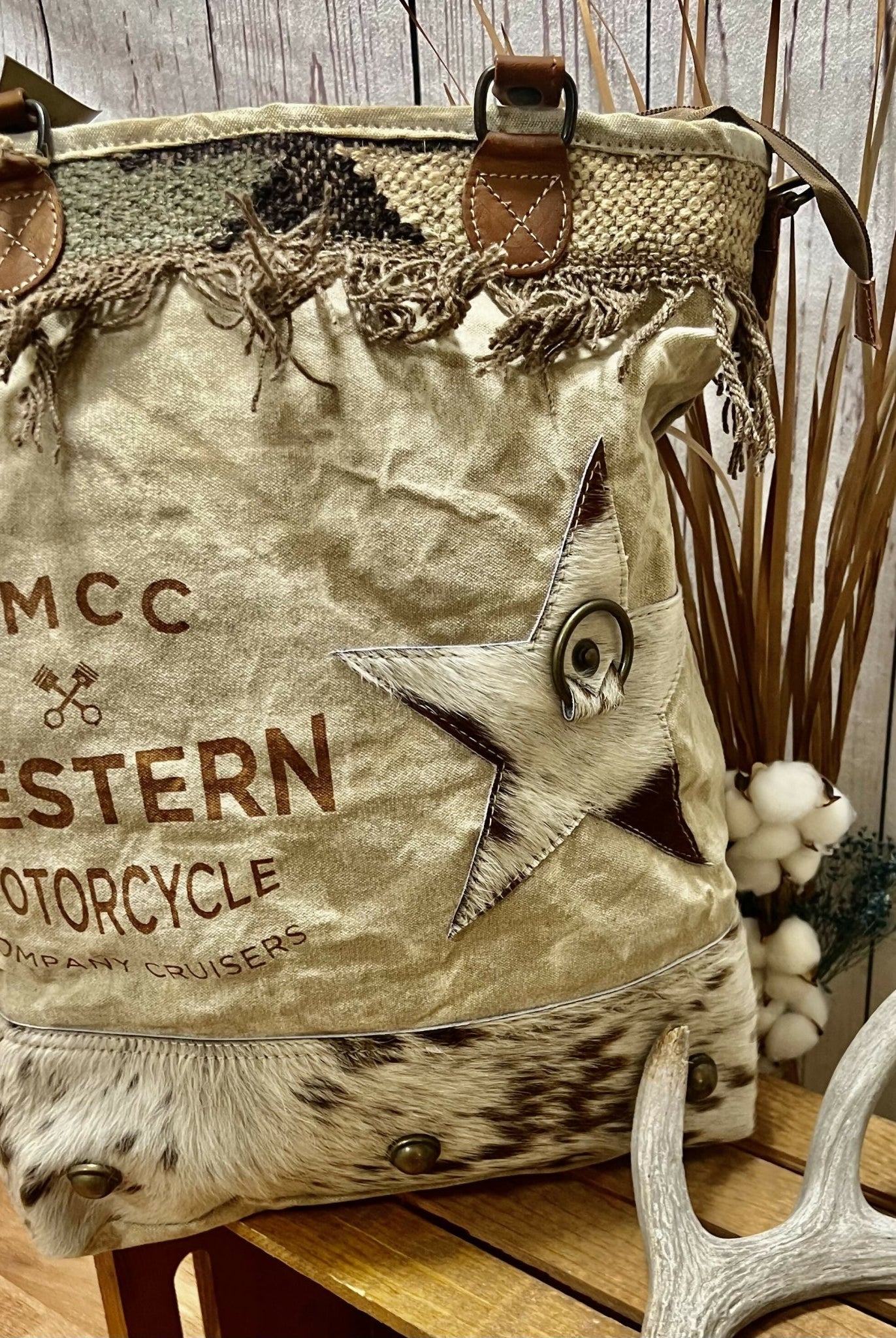 Western Motorcycle Tote - Deadwood South Boutique & Company LLC