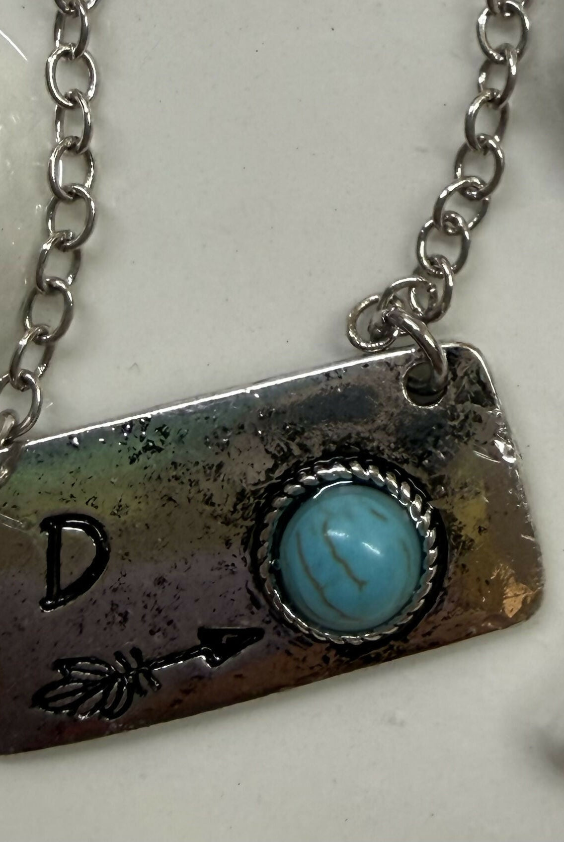 Western Turquoise Bar Initial Necklace - Deadwood South Boutique & Company LLC