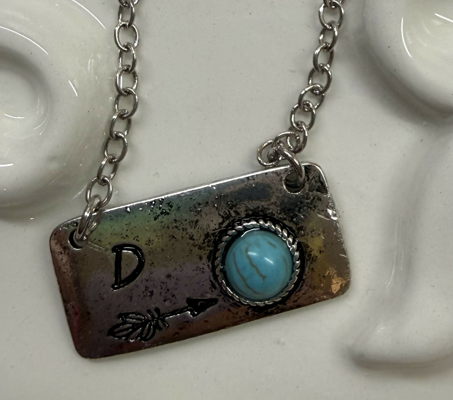 Western Turquoise Bar Initial Necklace - Deadwood South Boutique & Company LLC