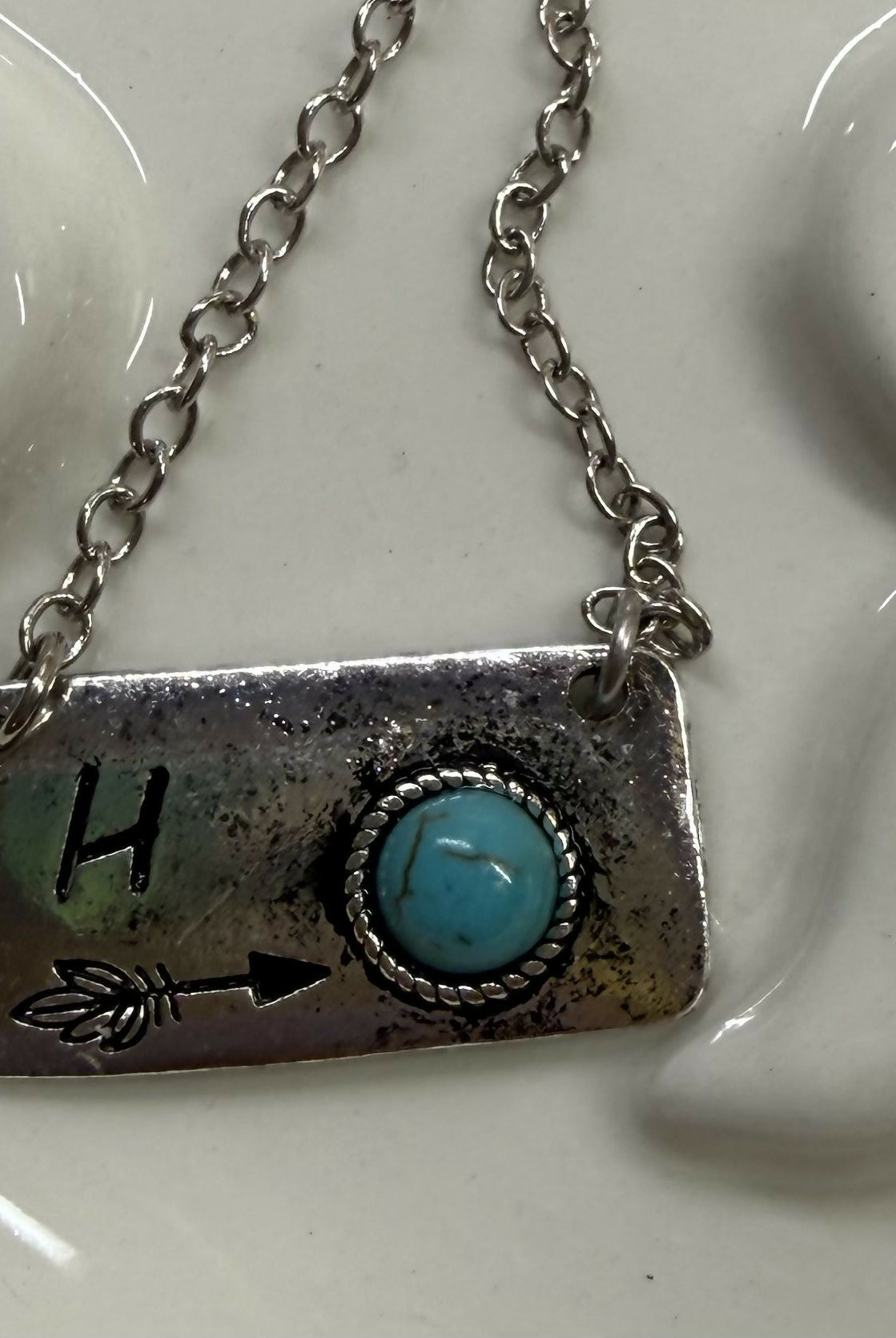 Western Turquoise Bar Initial Necklace - Deadwood South Boutique & Company LLC