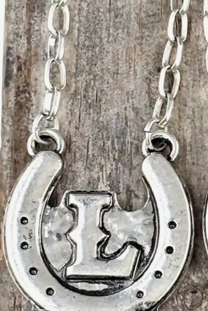 Western Turquoise initial Horseshoe Necklace - Deadwood South Boutique & Company LLC