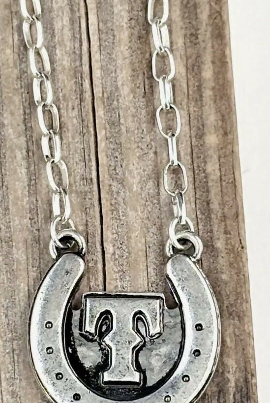 Western Turquoise initial Horseshoe Necklace - Deadwood South Boutique & Company LLC