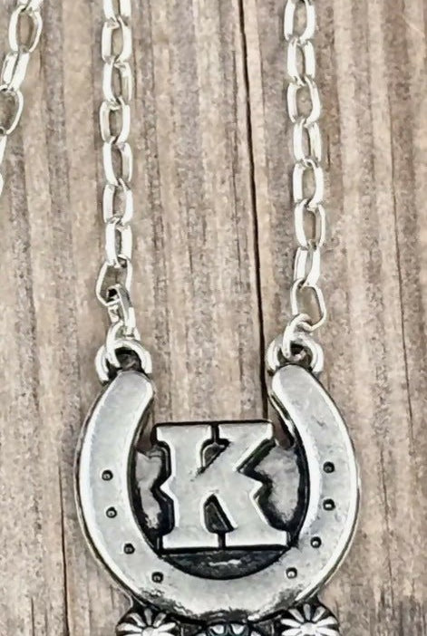 Western Turquoise initial Horseshoe Necklace - Deadwood South Boutique & Company LLC