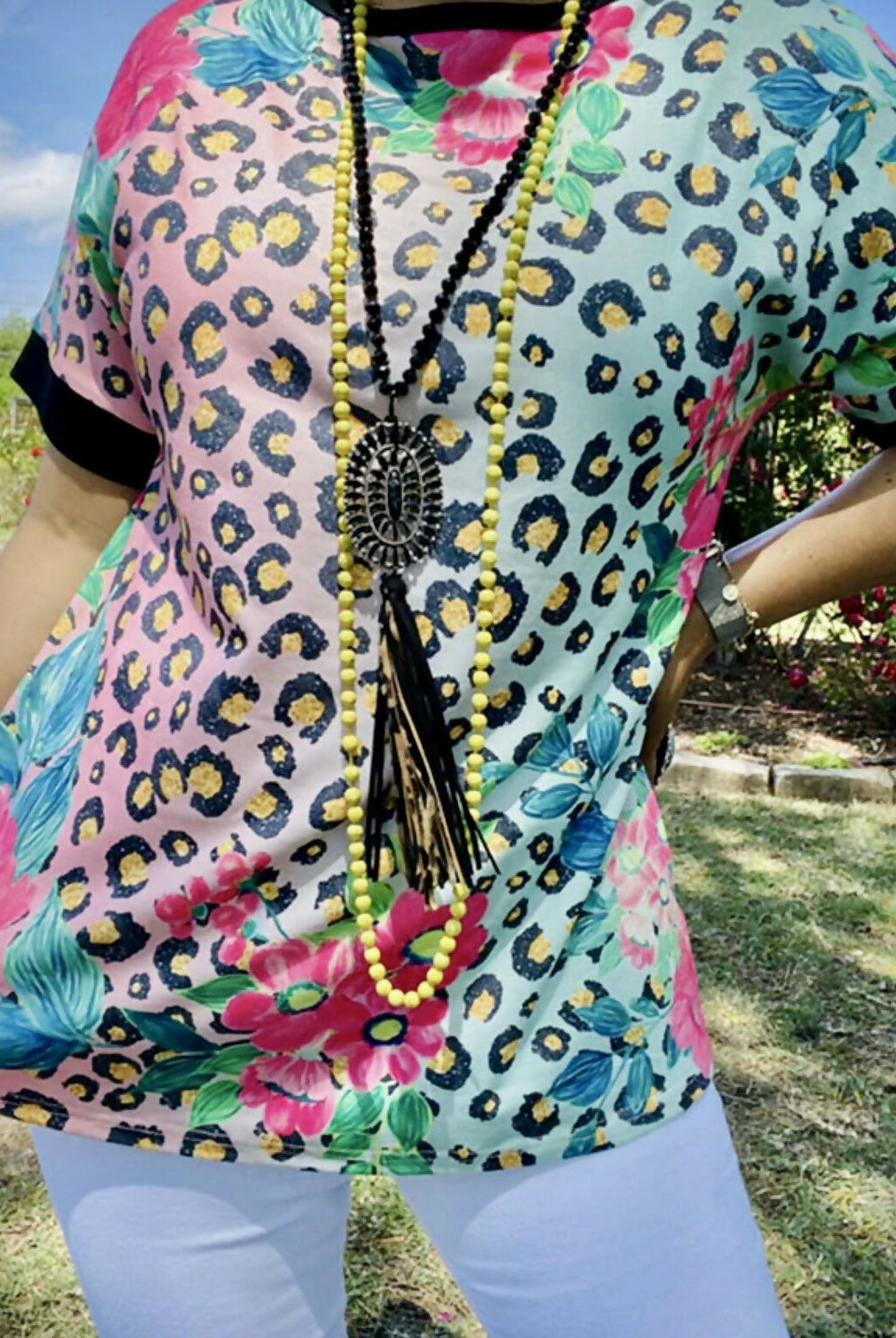 Tami Leopard Floral Top-Short Sleeves-Vintage Cowgirl-Deadwood South Boutique, Women's Fashion Boutique in Henderson, TX