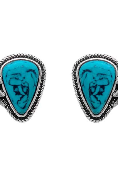 Lightning Bolt Turquoise Stone Earrings-Earrings-Deadwood South Boutique & Company-Deadwood South Boutique, Women's Fashion Boutique in Henderson, TX