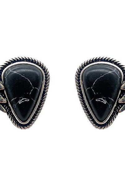 Lightning Bolt Black Stone Earrings Fashion-Earrings-Deadwood South Boutique & Company-Deadwood South Boutique, Women's Fashion Boutique in Henderson, TX