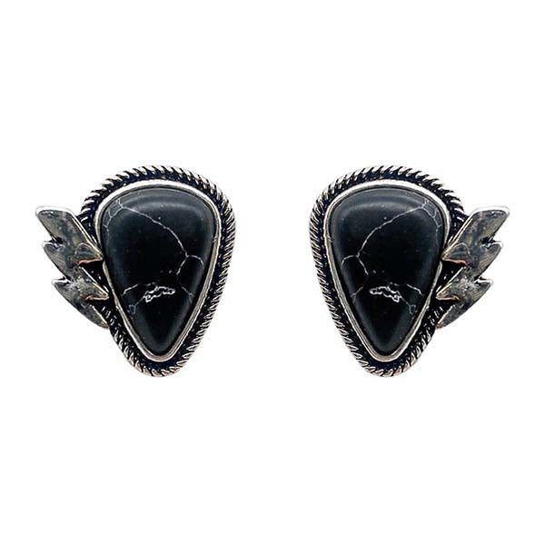 Lightning Bolt Black Stone Earrings Fashion-Earrings-Deadwood South Boutique & Company-Deadwood South Boutique, Women's Fashion Boutique in Henderson, TX