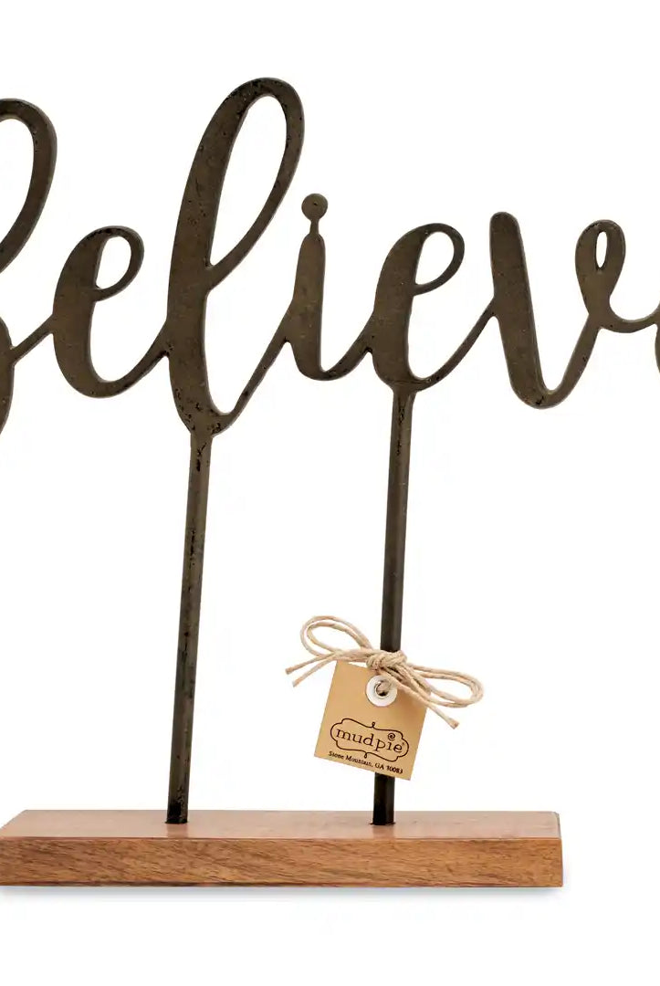 Mud Pie Believe Cast Iron Sentiment-Home Decor & Gifts-Deadwood South Boutique & Company-Deadwood South Boutique, Women's Fashion Boutique in Henderson, TX