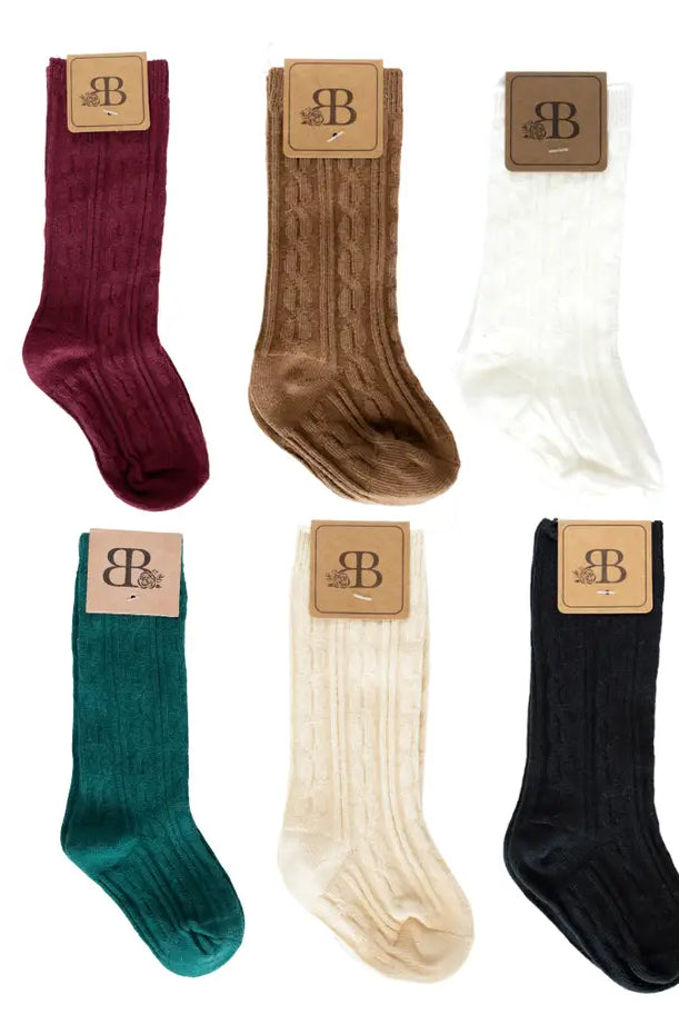 Pepper Knee High Cable Knit Socks-Socks-Deadwood South Boutique-Deadwood South Boutique, Women's Fashion Boutique in Henderson, TX