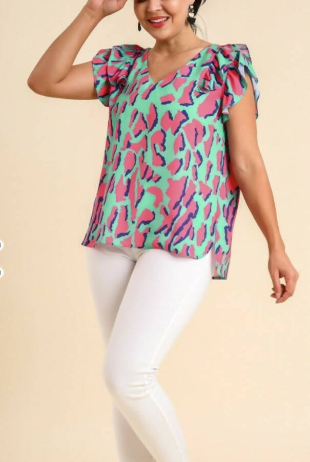 Tillie Leopard Top-Short Sleeves-Vintage Cowgirl-Deadwood South Boutique, Women's Fashion Boutique in Henderson, TX