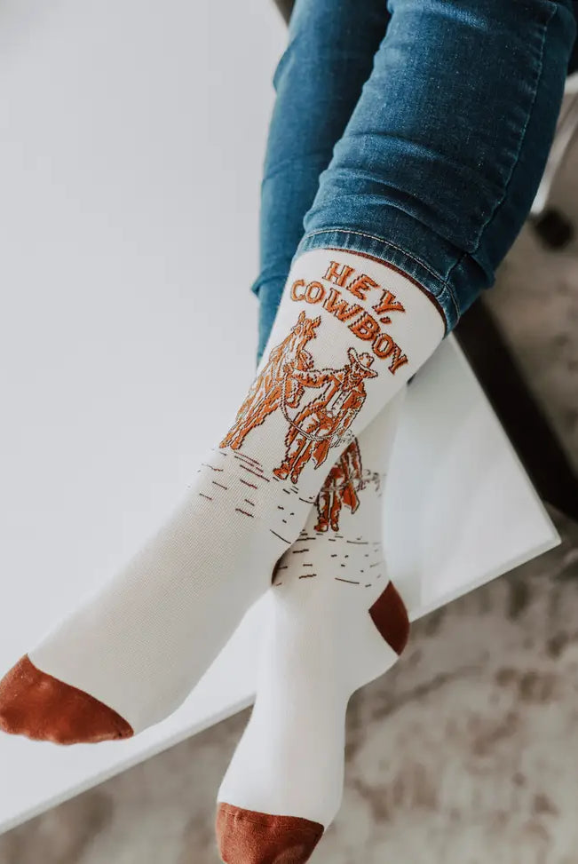 Hey Cowboy Socks-Socks-Deadwood South Boutique & Company-Deadwood South Boutique, Women's Fashion Boutique in Henderson, TX