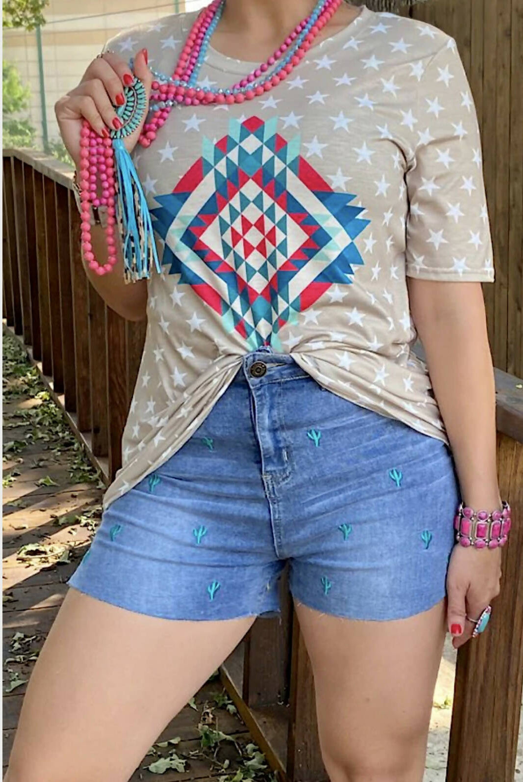 Southern Star Top-Short Sleeves-Vintage Cowgirl-Deadwood South Boutique, Women's Fashion Boutique in Henderson, TX