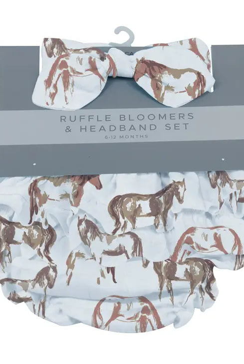 Wild Horses Ruffle Bloomers & Headband Set-Headbands-Deadwood South Boutique & Company-Deadwood South Boutique, Women's Fashion Boutique in Henderson, TX