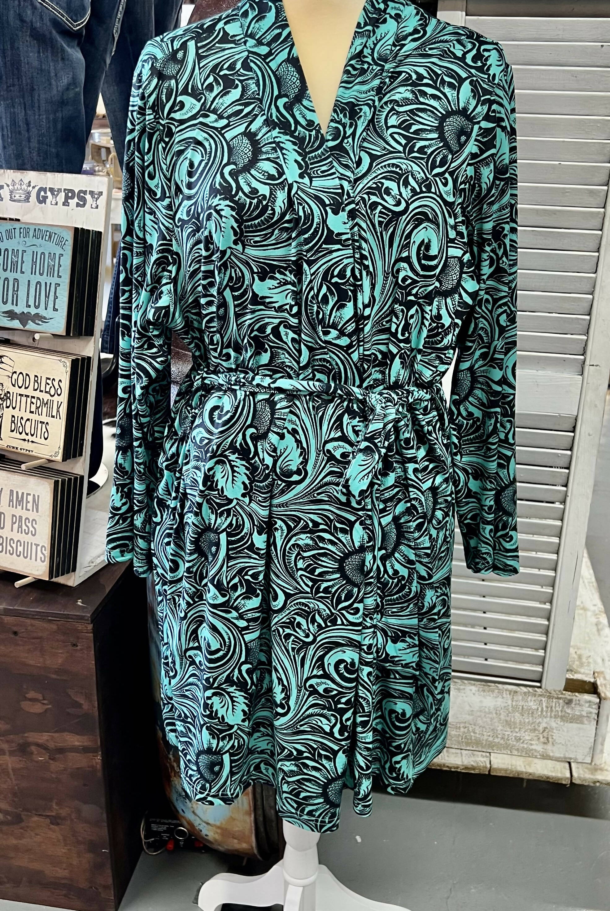 Turquoise Dream Robe-Gifts-Vintage Cowgirl-Deadwood South Boutique, Women's Fashion Boutique in Henderson, TX