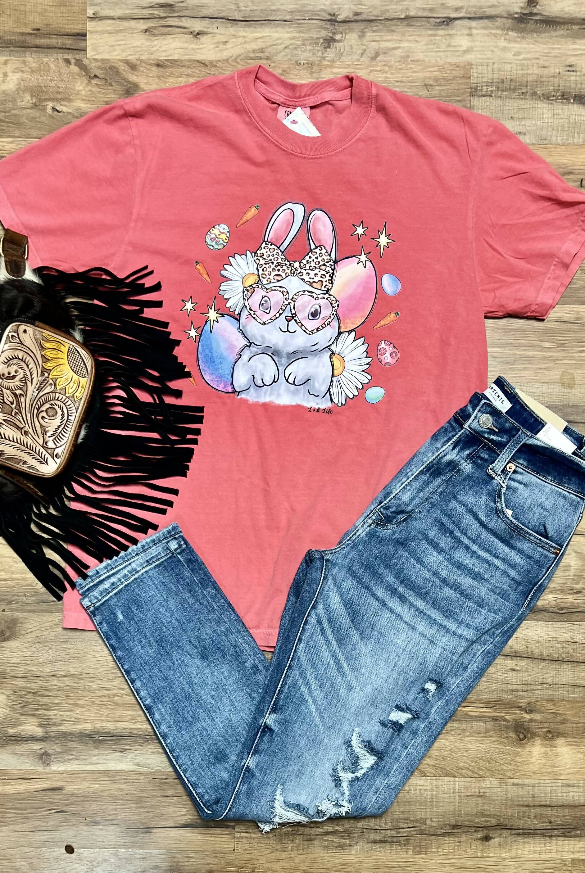 Easter Bunny T-Shirt-Graphic Tees-Vintage Cowgirl-Deadwood South Boutique, Women's Fashion Boutique in Henderson, TX