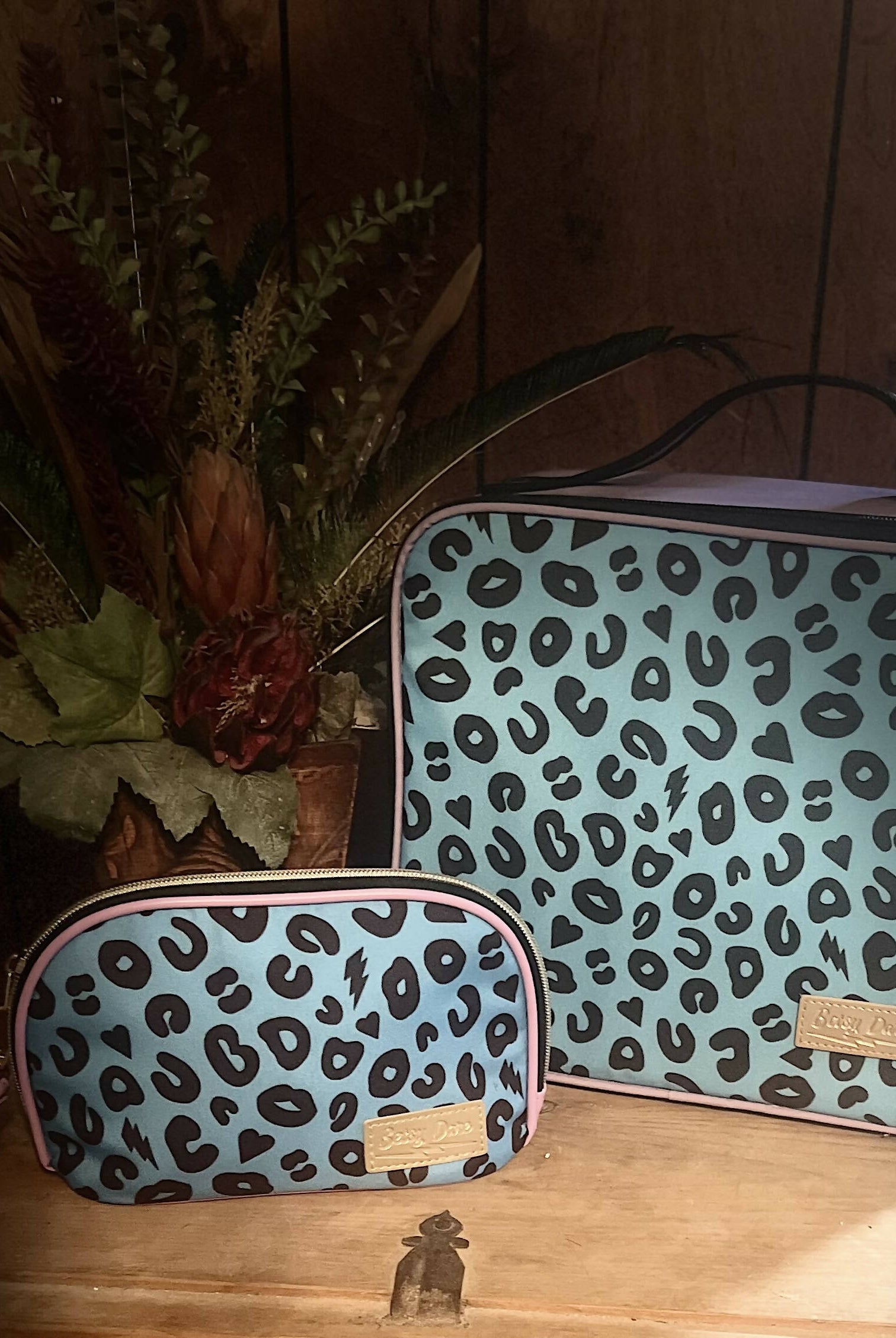 Stacy Electric Blue Leopard Makeup Case-Gifts-Vintage Cowgirl-Deadwood South Boutique, Women's Fashion Boutique in Henderson, TX