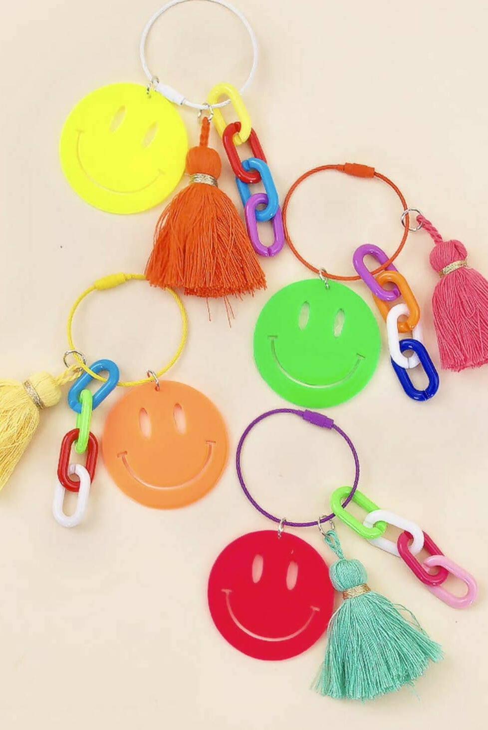 Smiley Face Keychain Charms-Keychains-Vintage Cowgirl-Deadwood South Boutique, Women's Fashion Boutique in Henderson, TX