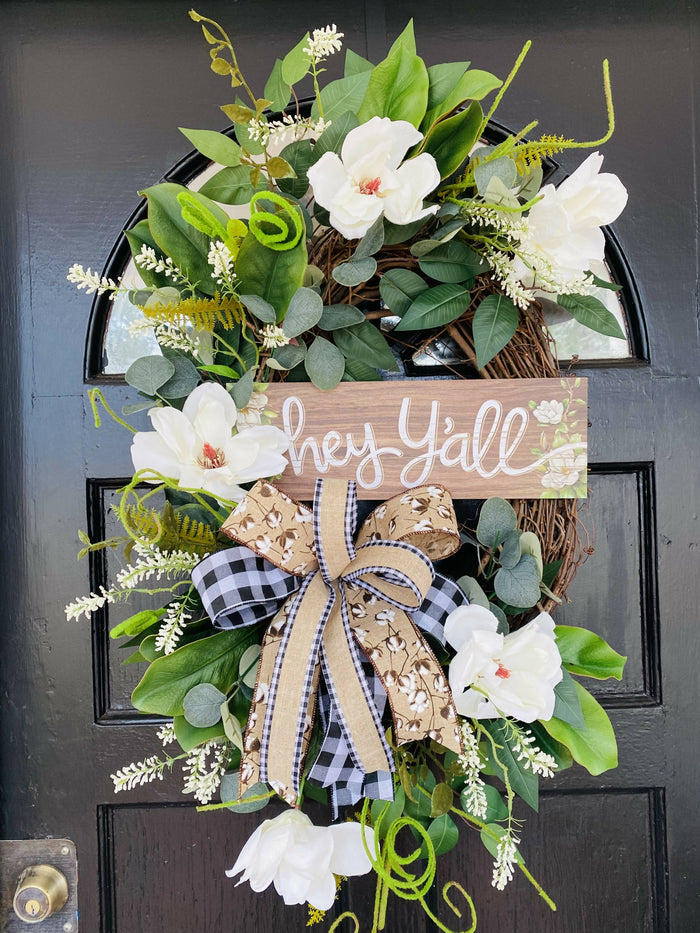 Hey Y’all Wreath-Home decor-The Sassy Front Porch-Deadwood South Boutique, Women's Fashion Boutique in Henderson, TX
