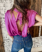 Sassy Backless Blouse-Long Sleeves-Vintage Cowgirl-Deadwood South Boutique, Women's Fashion Boutique in Henderson, TX