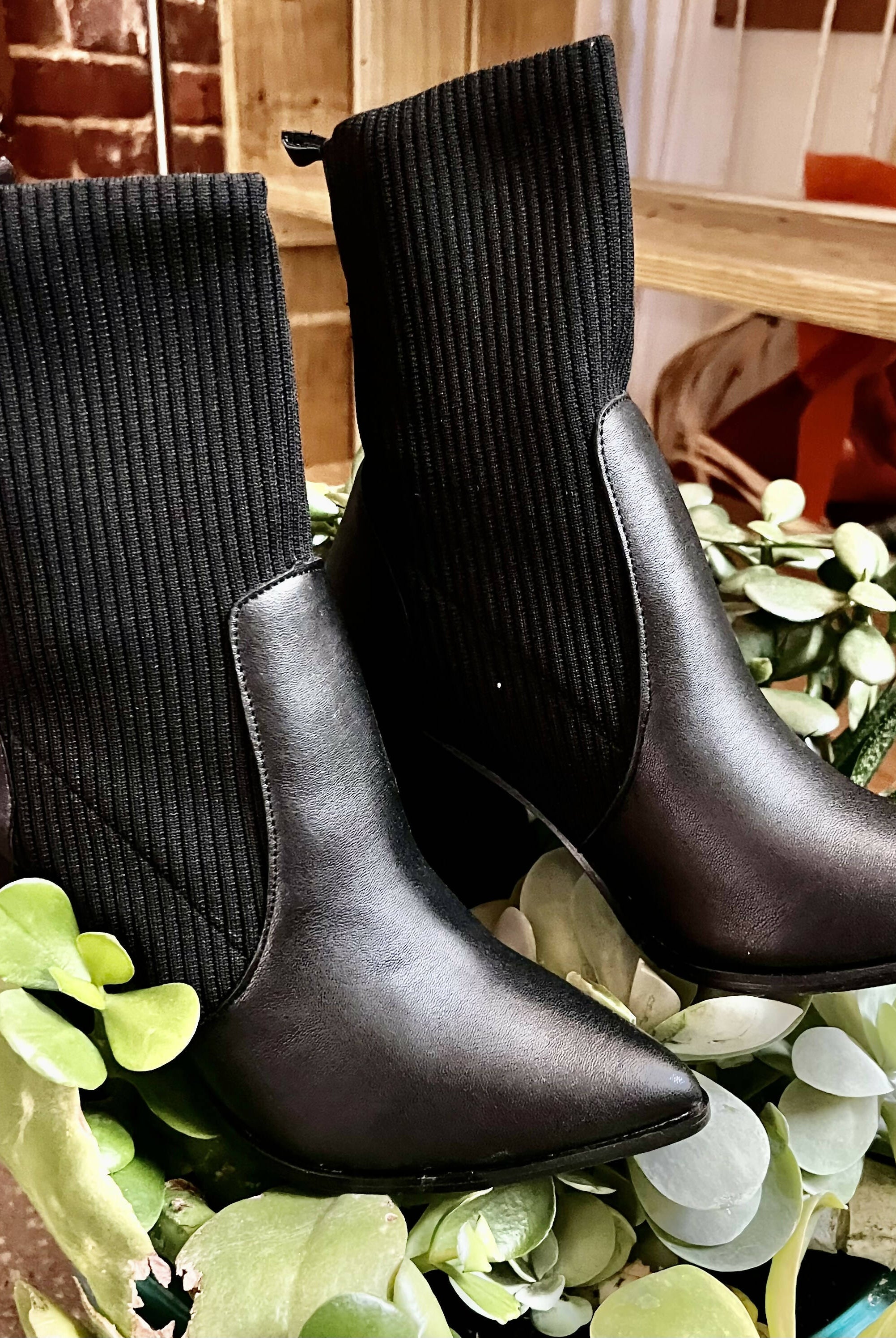 Black Widow Booties-Boots-Vintage Cowgirl-Deadwood South Boutique, Women's Fashion Boutique in Henderson, TX