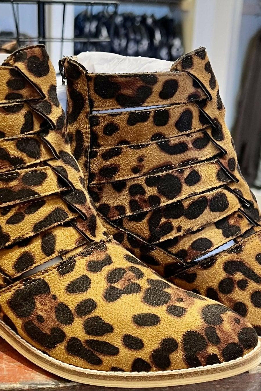 Claire Leopard Cutout Ankle Booties - Deadwood South Boutique & Company LLC