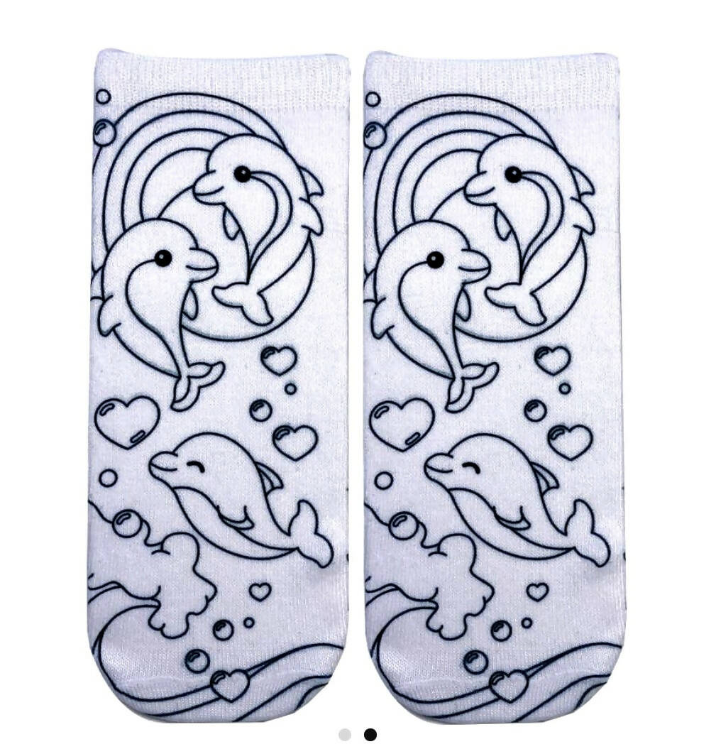 Dolphin Love Coloring Socks - Deadwood South Boutique & Company LLC
