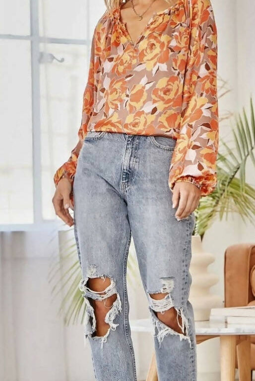 Emily Multi Colored Top-Long Sleeves-Vintage Cowgirl-Deadwood South Boutique, Women's Fashion Boutique in Henderson, TX