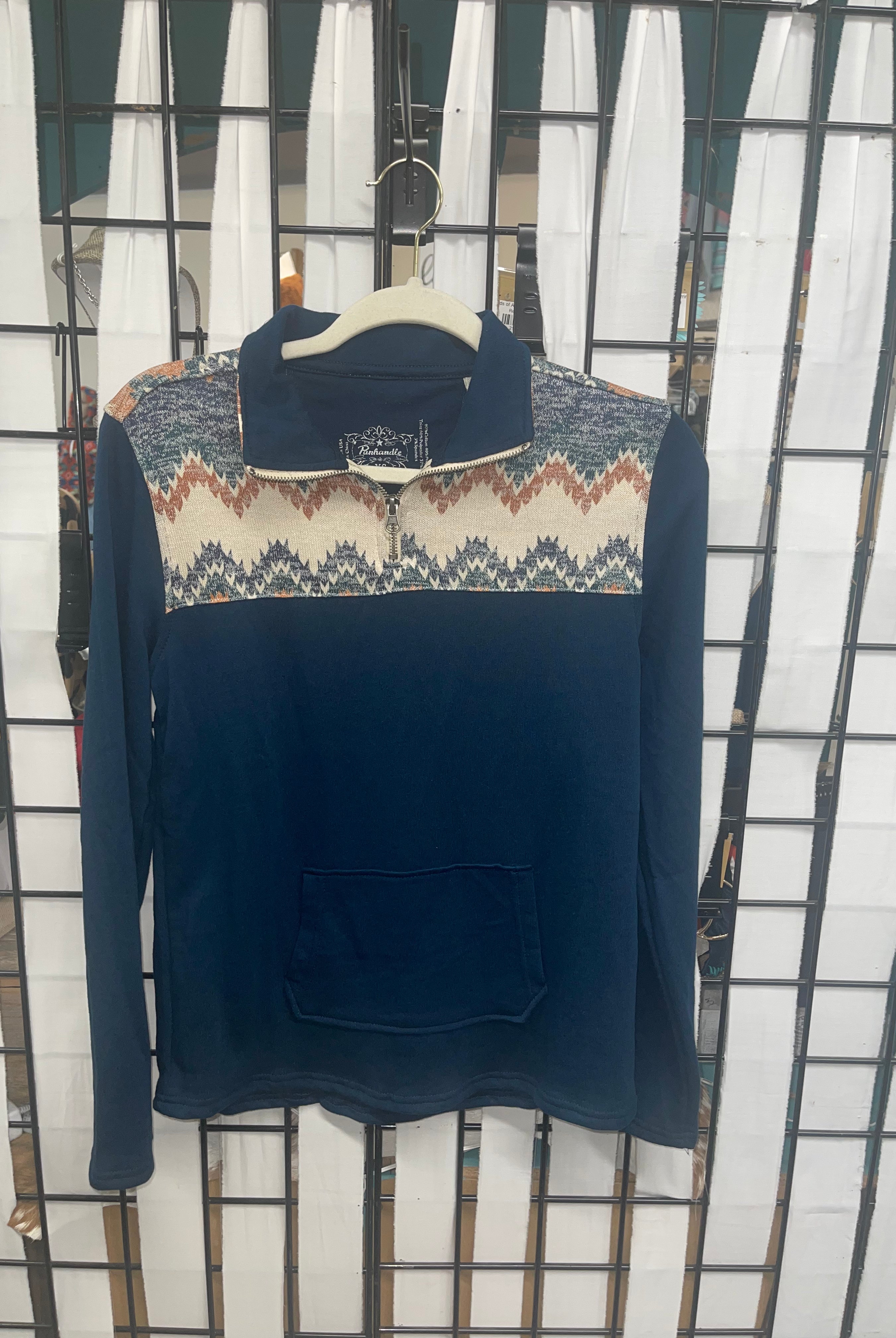 Rock & Roll Half Zip French Terry Pullover-Sweaters-Deadwood South Boutique & Company-Deadwood South Boutique, Women's Fashion Boutique in Henderson, TX