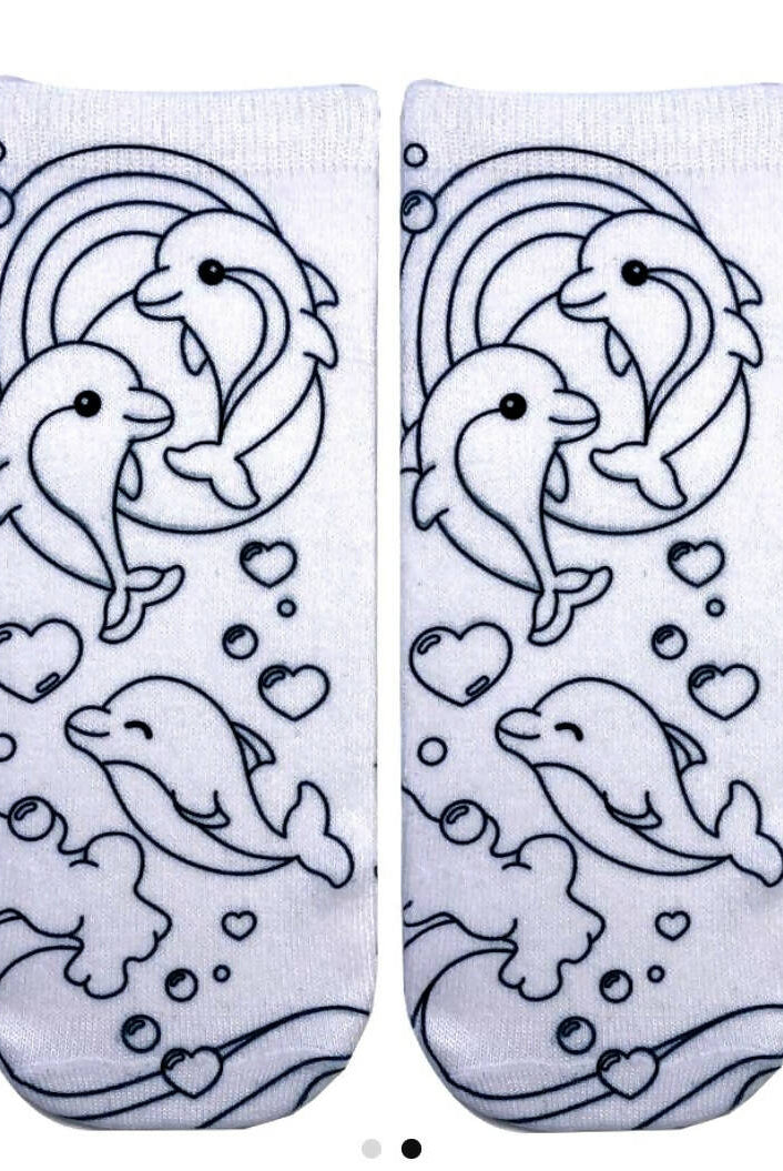 Dolphin Love Coloring Socks-Socks-Vintage Cowgirl-Deadwood South Boutique, Women's Fashion Boutique in Henderson, TX