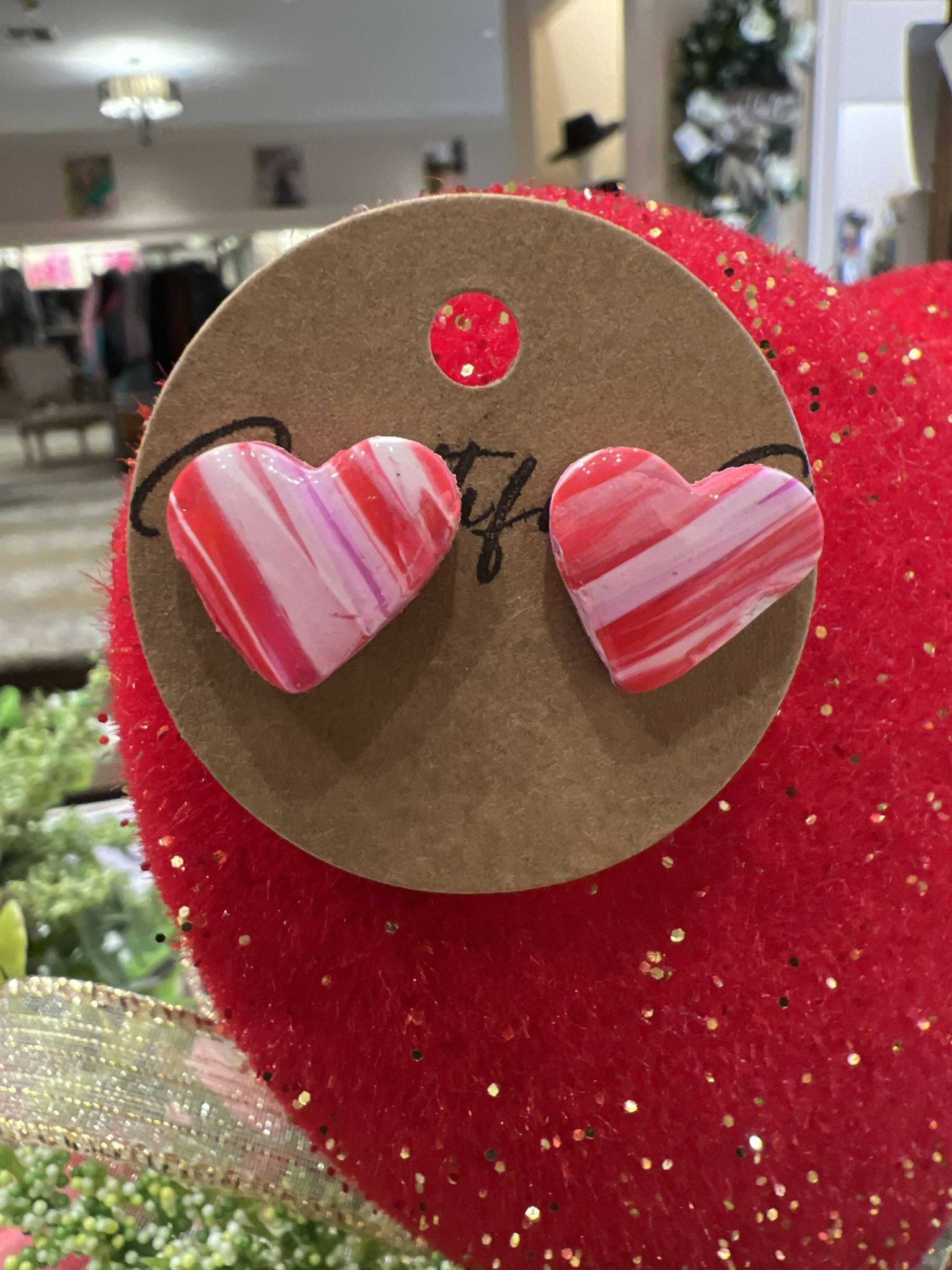 Medium Handmade Heart Studs - Deadwood South Boutique & Company LLC