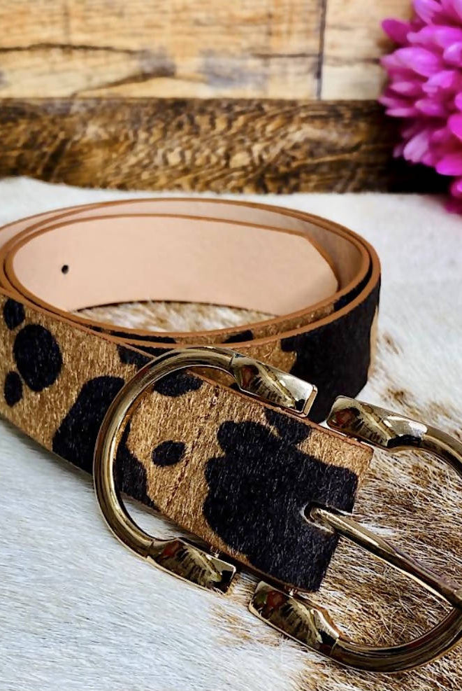 Cow print Belt-Belts-Vintage Cowgirl-Deadwood South Boutique, Women's Fashion Boutique in Henderson, TX