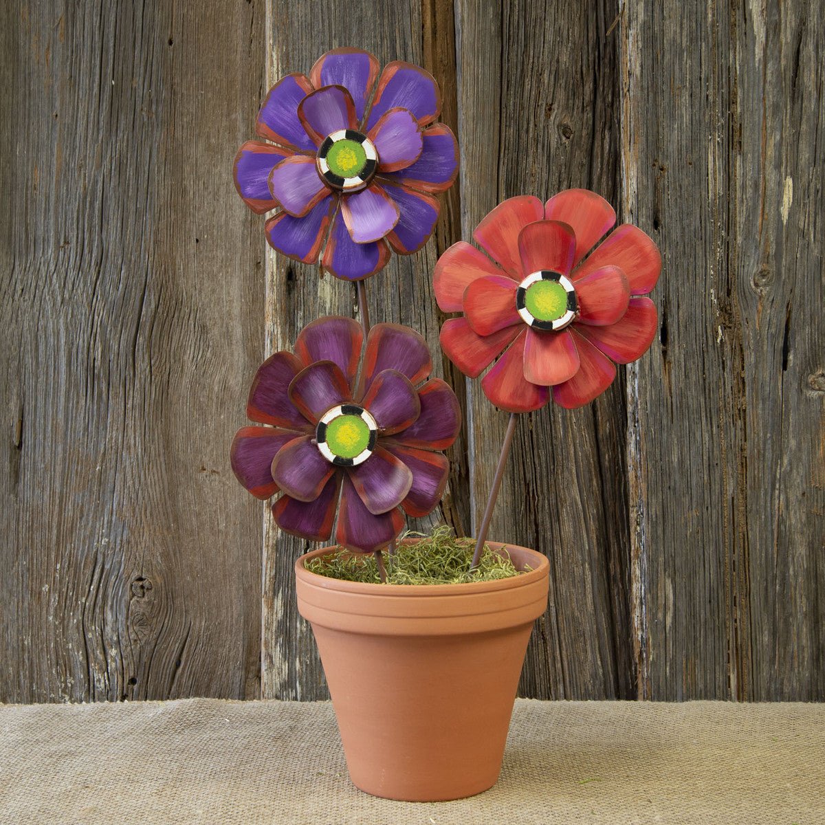RTC Colorful Zinnia's Metal Flowers - Deadwood South Boutique & Company LLC